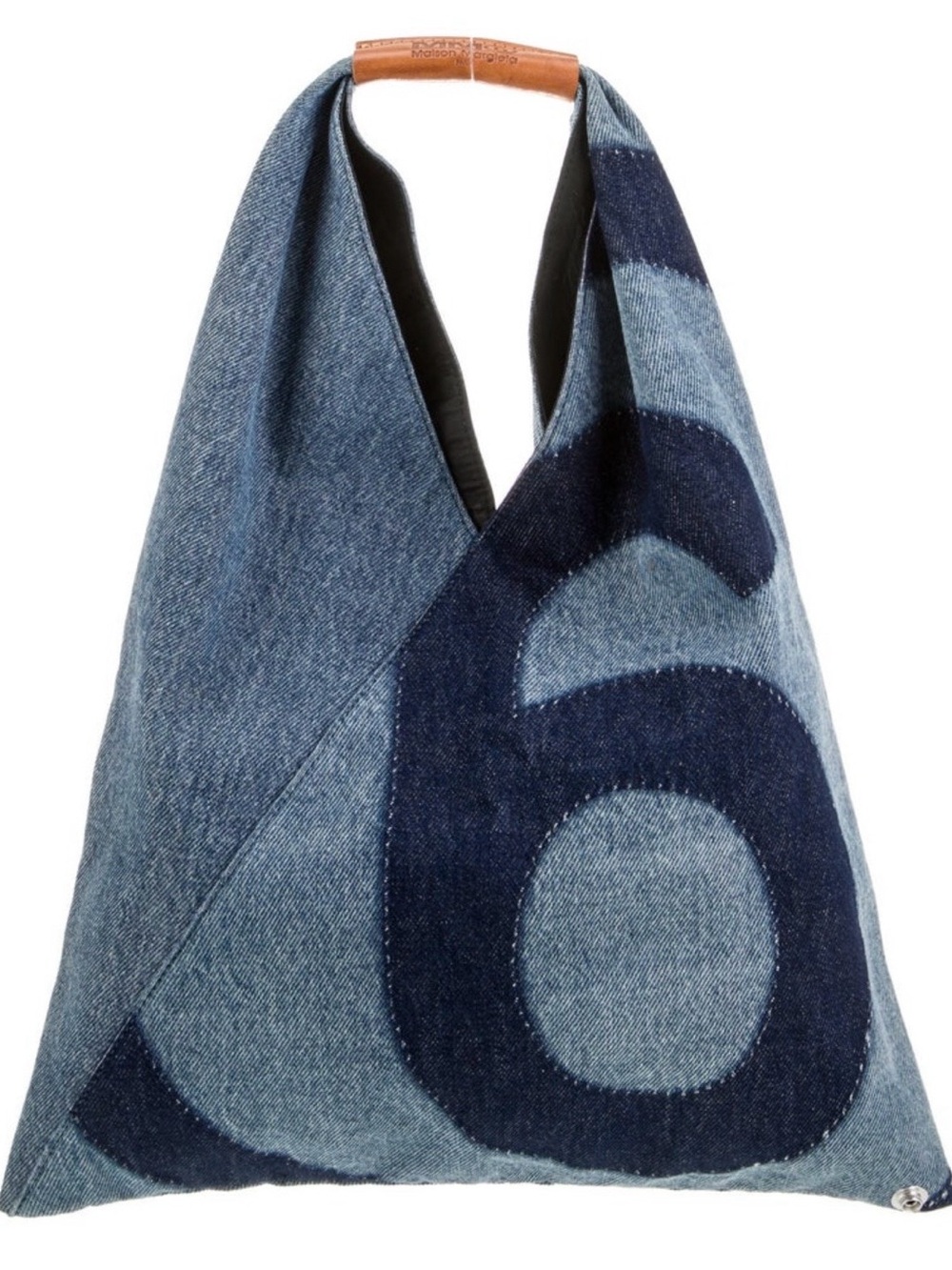 MM6 Maison Martin Margiela Blue Denim Logo Triangle Tote